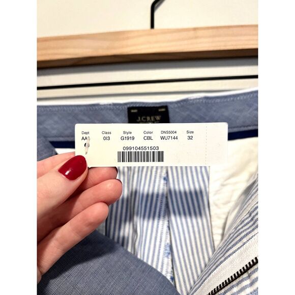 NWT J.Crew Men's 10.5" Shorts in Blue Stripe Catalina Waist 32 - Picture 8 of 12